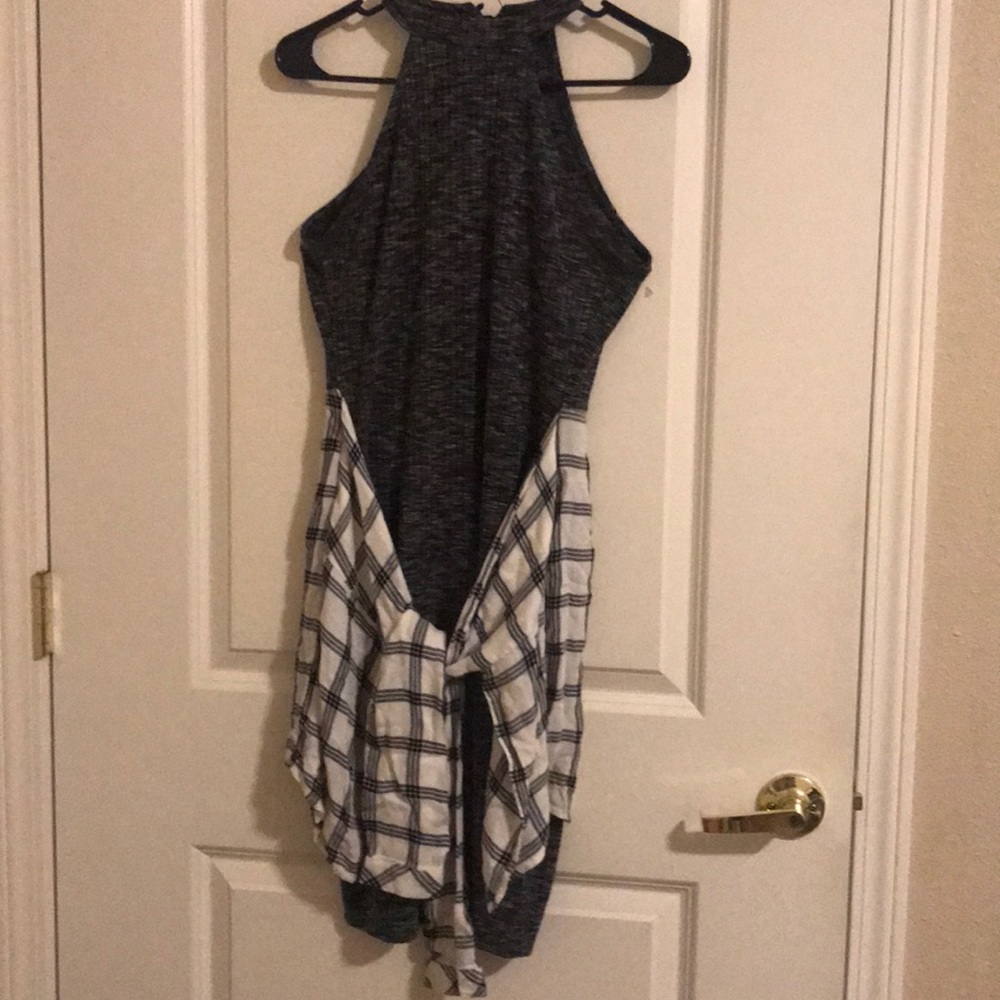 Super adorable mini dress with attached flannel!